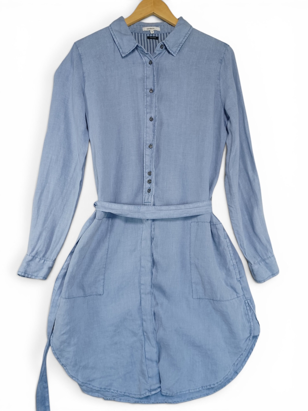 Sandwich Women's 100% Linen Shirt Dress US 8 Coastal Grandma Old Money Resort